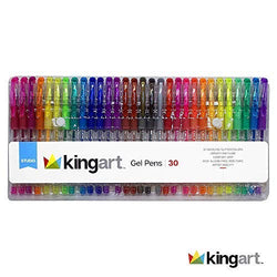 KINGART 400-30 Glitter 30 Pack with 50% More Ink & Soft Artists Soft Grip Gel Pens, Set of 30, Vivid Colors 30 Piece