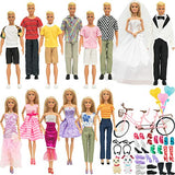 SOTOGO 61 Pieces Doll Clothes and Accessories for 11.5 Inch Girl Boy Doll Lovers Life Include 14 Set Handmade Doll Groom Suit,Wedding Dress,Casual Clothes with 36 Pieces Different Doll Accessories