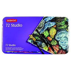 Derwent Studio Colored Pencils, 3.4mm Core, Metal Tin, 72 Count (32201)