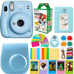 Fujifilm Instax Mini 11 Camera with Instant Film (20 Sheets) & DNO Accessories Bundle Includes Case, Filters, Album, Lens, and More