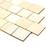 Unfinished Wood Pieces - 100-Pack Wooden Squares Cutout Tiles, Natural Rustic Craft Wood for Home