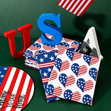 10 Pieces Patriotic Fabric Bundles, 4th of July Fat Quarters, Stars and Stripes Fabric Patriotic Decoration Print Quilting Fabric Bundles for DIY Sewing Patchwork (19.6 x 19.6 Inches)