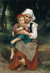 high quality polyster Canvas ,the Replica Art DecorativePrints on Canvas of oil painting 'Adolphe William Bouguereau-Breton Brother and Sister,1871', 10x15 inch / 25x37 cm is best for Nursery decoration and Home decoration and Gifts