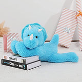 Tezituor Blue Triceratops Stuffed Animal Cute Dinosaur Triceratops Plush Toy Soft Dinosaur Plush Pillow for Kids, 24 inch