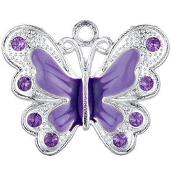 RUBYCA Silver Plated Small Butterfly Enamel Charm Beads Pendants for Jewelry Making DIY 14pcs