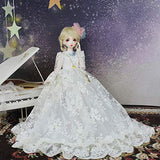 HMANE BJD Clothes 1/4, Embroidered White Wedding Dress for 1/4 BJD Dolls (No Doll)