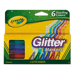 Glitter Markers, Assorted, 6/set