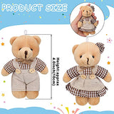 12 Pieces Stuffed Animals Plush Bears, Mini Couple Bear with Burlap Clothes Little Bear Plush Stuffed Animal Toys for Birthday Wedding Decorations Christmas Party Favors Supplies (Coffee Plaid Style)