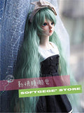 (15-16CM) 1/6 BJD YOSD Doll Wig / BJD Doll Long Curly Wig / Peacock-Green FBE073