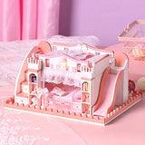 Spilay DIY Dollhouse Miniature with Wooden Furniture,Handmade Home Craft Pink Castle Mini Model Kit with Cover & Music Box,1:24 3D Creative Doll House Toy for Adult Teenager Gift (K052)
