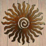 Spiral Sun - Twenty-Four Rays Metal Indoor/Outdoor Wall Art - 18 inches - Rust Finish - Made in Arizona, USA