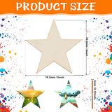 Gejoy 300 Pieces Wooden Stars Shape Unfinished Wood Stars Pieces Blank Wood Pieces Wooden Cutouts Ornaments for Craft Project & Christmas Party Wedding Decoration(3 Inch)