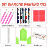 4 Sets Mushroom Diamond Painting Kits for Adults Kids Beginners Forest Dots Diamond Art Kits 5D DIY Crystal Diamond Art Kit Gem Art for Adults Home Wall Decor, 3 Sizes