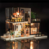 YuanYang hotpot Dollhouse Miniature with Furniture, DIY Dollhouse Wooden Miniature Furniture Set with LED Lights and Dust Cover for Adults and Teens