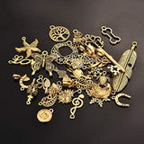 LANBEIDE Bulk 100g Assorted Antique Gold Charms Pendants DIY for Jewelry Making and Crafting Approx 80Pieces