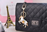 Giftale Horse Keychain for Women,Black Enamel with Crystal Horse Pendant Car Keyring - Bag