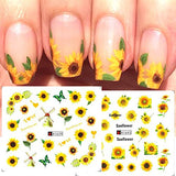 Sunflower Nail Stickers Floral Flower Nail Art Water Decals Transfer Foils for Nails Supply Watermark Small Daisy Flowers Designs Nail Tattoos for Women Nail Supplies Manicure Decorations 12PCS