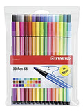 Stabilo Pen 68 Coloring Felt-tip Marker Pen, 1 mm - 30-Color Wallet Set