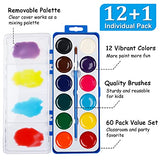 12 Colors Watercolor Paint Set Bulk, 60 Pack, Shuttle Art Watercolor Paint Set with Paint Brushes for Kids and Adults, Washable Paint for Classroom, Parties, Kindergarten and Art Activities