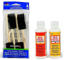 Mod Podge Basic Decoupage Starter Kit with 6 Items - Gloss and Matte Medium with 4 Foam Brushes (Black Foam Brushes)