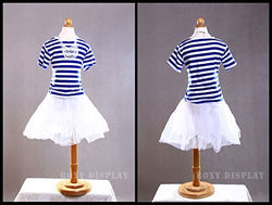 (JF-11C4T) ROXY DISPLAY CAP-C6MN, 4 yrs old Child Body Form white jersey form cover, w/ hips, wooden base fabric.