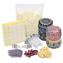 209PCS Soy Candle Making Kits, DIY Candle Making Supplies, Complete Candle Crafts with Soy Candle Wax Wicks Stickers 3-Hole Wick Holder Candle Tins and Dried Flowers