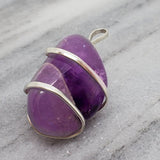 Raw Purple Amethyst Crystal Pendant Necklace –Focus Relax Concentrate Calm Natural Stress Aid