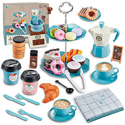 39Pcs Tea Toy Set for Little Boys, Kids Coffee Juice Dessert Game Set,Unique Funny Kids Pretend Kitchen Party Toys for 3 4 5 Year Old Boys Birthday