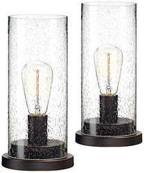 Libby Seeded Glass 12" High Edison Accent Lamps - Set of 2