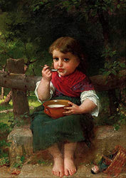 Emile Munier A Bowl of Milk Painting Oil on Canvas 30" x 21" Fine Art Giclee Canvas Print (Unframed) Reproduction
