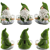 TERESA'S COLLECTIONS Flocked Solar Garden Gnome Statue Decoration Bundle (3 Items) | Outdoor Gnome with Lantern, Yoga Gnome and Funny Garden Gnome