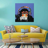Muzagroo Art Gorilla Listen to Music Oil Paintings Painted By Hand Canvas Wall Decor (40x40in)