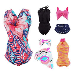 E-TING 10Pcs =5 Sets Beach Bikini Swimsuit Bathing Doll Clothes One-Piece Swimwear with 5 Pairs Shoes for 11.5 Inch Girl Dolls (Style C)