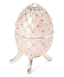 Pearly Pink Egg Shaped Musical Jewelry Box with Crystallized Swarovski Elements playing 18th