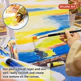 48 Pack Acrylic Paint Set, Shuttle Art 30 Colors Acrylic Paint (36ml) with 10 Brushes 5 Canvas 1 Paint Knife 1 Palette 1 Sponge, Complete Set for Kids, Adults Painting on Canvas Rocks Wood Ceramic