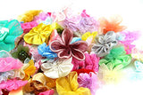 RayLineDo Pack of 100g Chiffon Ribbon Mixed Colors of Various Shaped Artificial Handmade Flowers