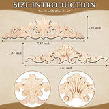 8 Pcs Wood Carved Onlays Appliques Decorative Wood Applique Long DIY Wood Appliques and Onlays for Furniture Unpainted Wooden Carving Decals for Wall Cupboard Mantel Door Bed Cabinet, 7.9 x 2 Inch