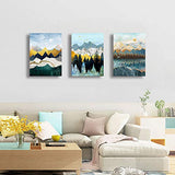 Abstract Geometric mountain Watercolor painting wall decoration for bedroom 3 piece Abstract canvas wall art for living room modern canvas prints kitchen Bathroom wall decor office home decoration