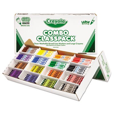 Classpack Crayons w/Markers, 8 Colors, 128 Each Crayons/Markers, 256/Box, Sold as 1 Each