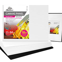 PHOENIX Black and White Canvas Panels, 11x14 Inch, 18 Bulk Pack - 12 White Panels Bundle with 6 Black Panels - 8 Oz Triple Primed Cotton Canvas Boards for Acrylic, Oil, Watercolor & Tempera Paints