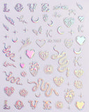 JMEOWIO 10 Sheets Aurora Nail Art Stickers Decals Self-Adhesive Pegatinas Uñas Glitter Holographic Star Sun Moon Nail Supplies Nail Art Design Decoration Accessories