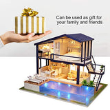 Yosoo DIY Miniature Dollhouse Kit,Green House with Furniture and LED,Wooden Dollhouse Kit,Best Decorative Ornament for Kid Child(with Dustcover)