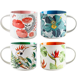 Coffee Tea Mugs Set of 4, 15oz, Colorful Cute Mugs for Women, Ceramic Porcelain Stackable Cups for Latte Hot Cocoa, Gifts for Mom, Christmas, Holiday, Birthday, Housewarming, Thanksgiving