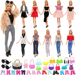29 PCS Modern Style Doll Clothes and Accessories - 2 Set Suits 2 Dresses 2 Outfits Tops and Pants 2 Glasses 10 Shoes 11 Handbags for 11.5 Inch Dolls