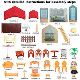 Princess Dollhouse Building Toys with Lights Dream House Playset for Girls Friends House with Furniture, Dolls and Accessories, DIY Cottage Dolls House for Kids Age 3+ Gifts (2-Story House)