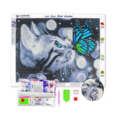 Fancy Fang Cat Butterfly Diamond Painting DIY 5D Full Drill Embroidery Art Craft Round Crystal Cross Stitch Diamond Christmas Art Painting Kit 11.8X15.7In (Butterfly Cat)