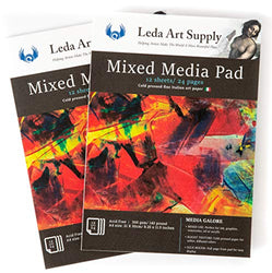 Leda Art Supply Mixed-Media Pad 2 Pack (Total 24 Sheets) for Watercolor, Acrylic or Oil Painting Plus Art Making with Markers, Pens or Ink Made with Italian Art Paper (A4 Size 8.25 x 11.5 inches)