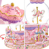Happy Birthday Carousel Music Box Gift, Merry Go Round Snow Globe Birthday Gifts for Wife Mom Girls Women Daughter Sister Musical Box Play Happy Birthday to You