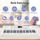 Vangoa Piano Keyboard for Beginner, 61 Keys Piano Portable Music Keyboard Early Education Music Instrument with Lighted Mini-size Keys, Best Gift for Kids Boy & Girl, White