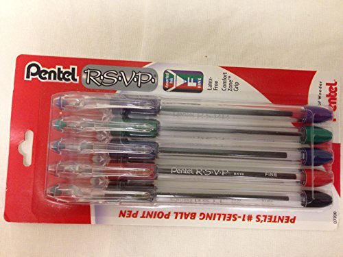 2 PACKAGES - Pentel RSVP Ball Point Pens Assorted Ink 5 Pens Per Package